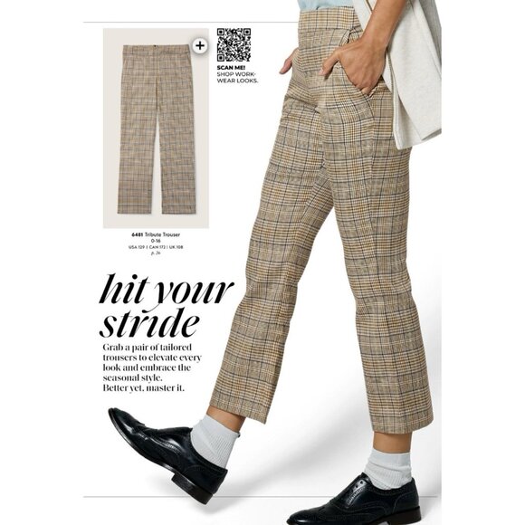 CABI 6481 Tribute Trouser Size 8 Academia Plaid Ankle Crop Kick Flare Pants - Picture 1 of 13